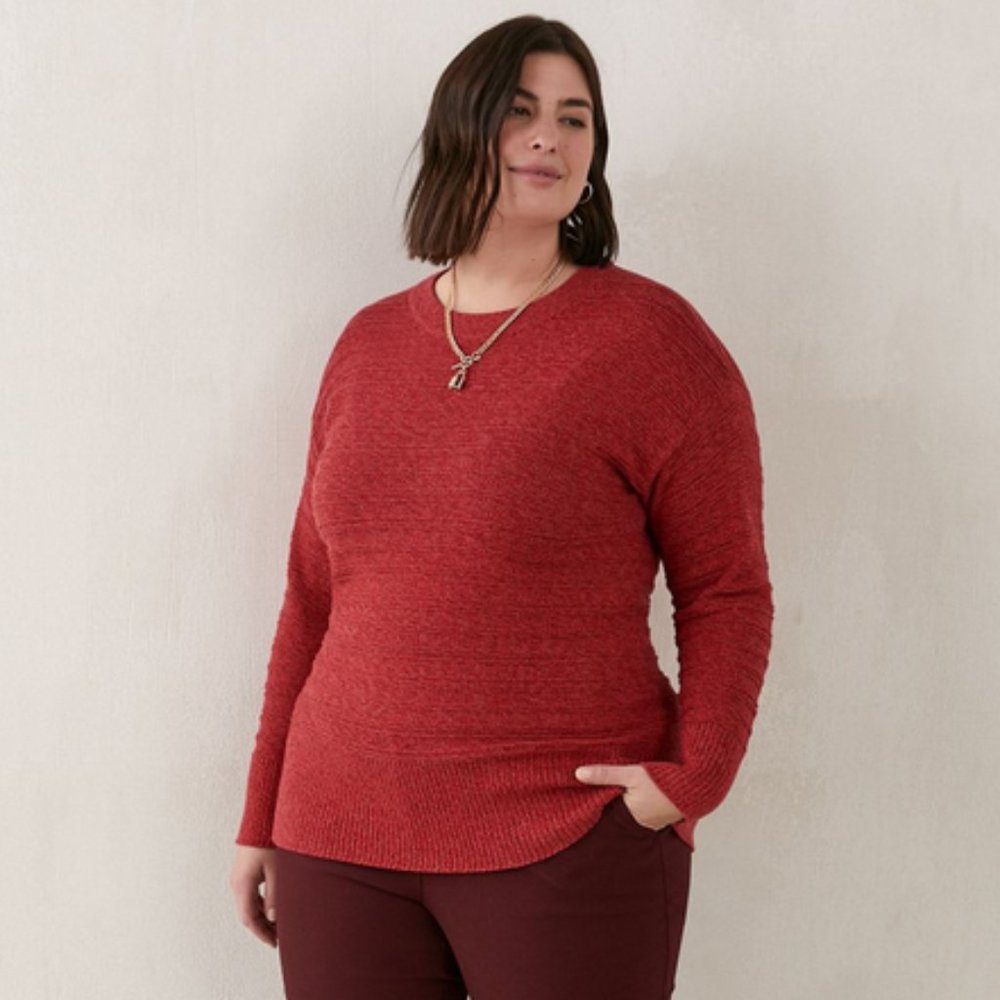 🍒 PENNINGTONS In Every Story Sweater Knit Top Red Sz 3X